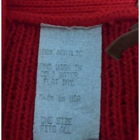 Vintage Aztec Long Red Sweater Cardigan Southwest Fringes Women's OSFA - Picture 3 of 11